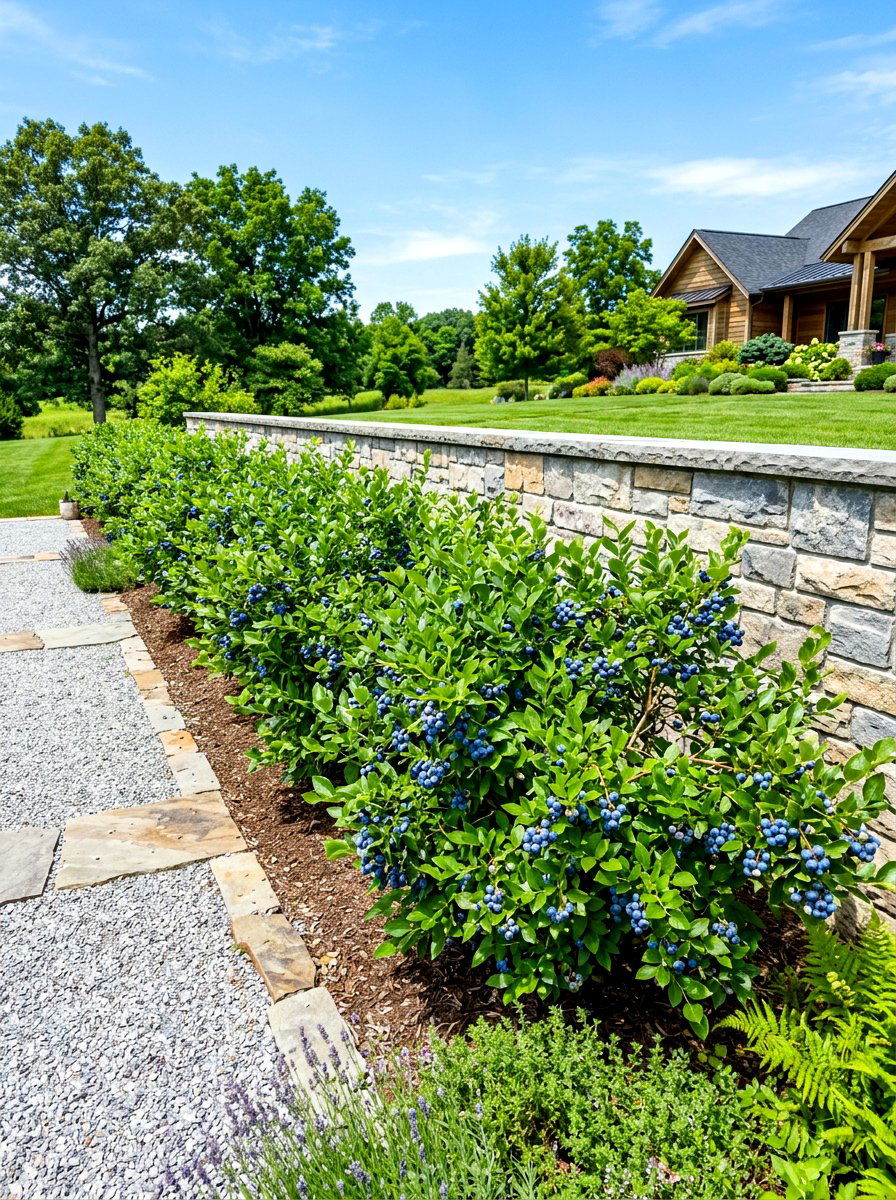 Blueberry Shrub Hedge - 30 edible backyard landscaping ideas