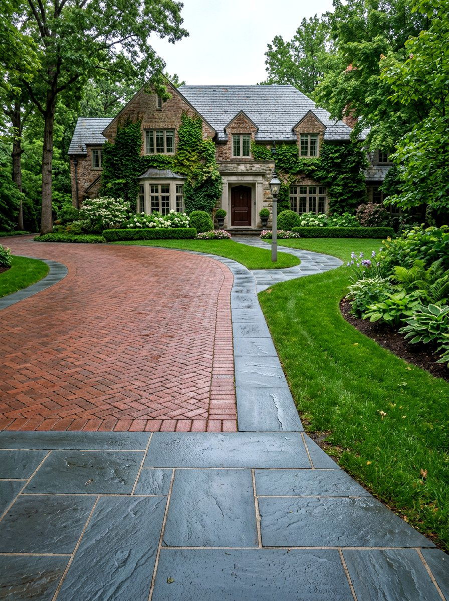 Bluestone Driveway Border - 30 driveway border ideas