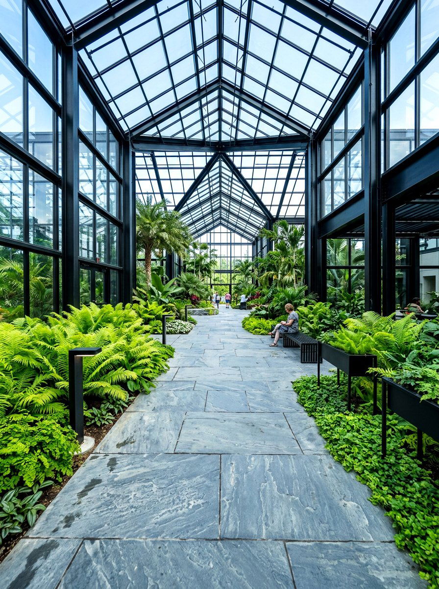 Bluestone Greenhouse Path - 30 greenhouse walkway ideas