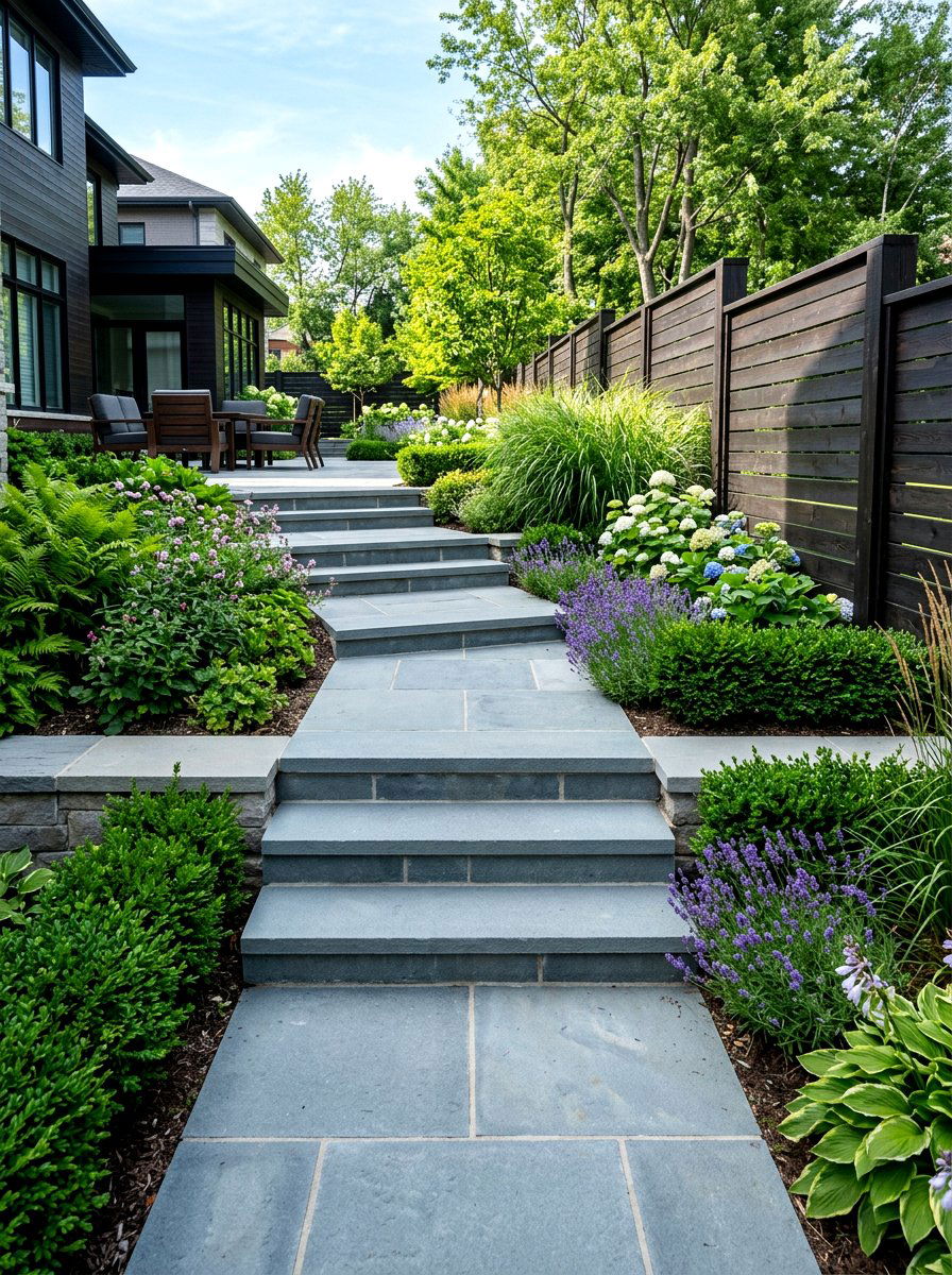 Bluestone Masonry Stairs - 30 retaining wall stairs ideas