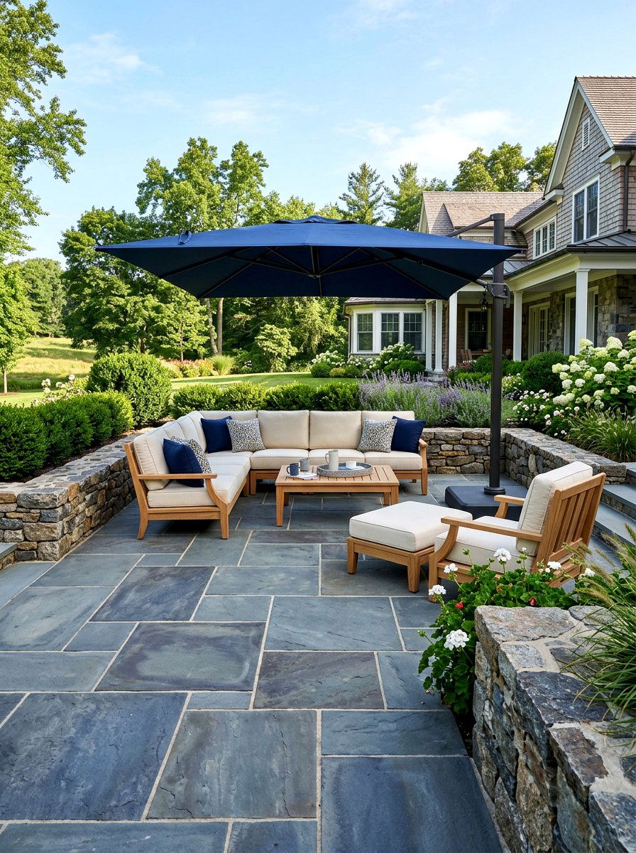 Bluestone Patio - 30 no grass backyard ideas