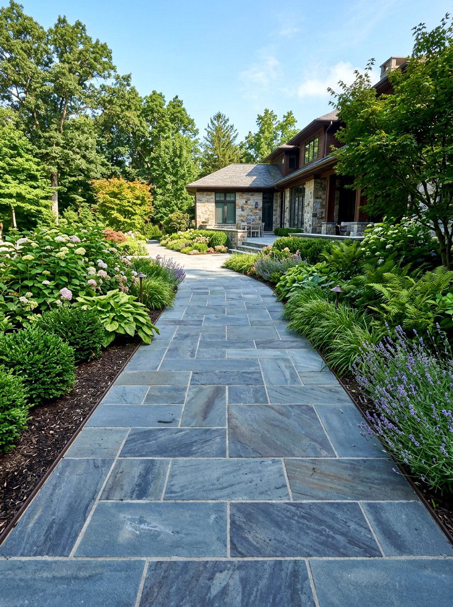 Bluestone Pavers In Pattern - 30 side yard walkway ideas
