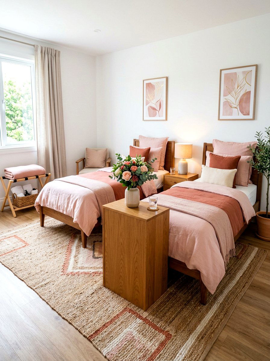 Blush Guest Room - 30 clay and blush bedroom ideas