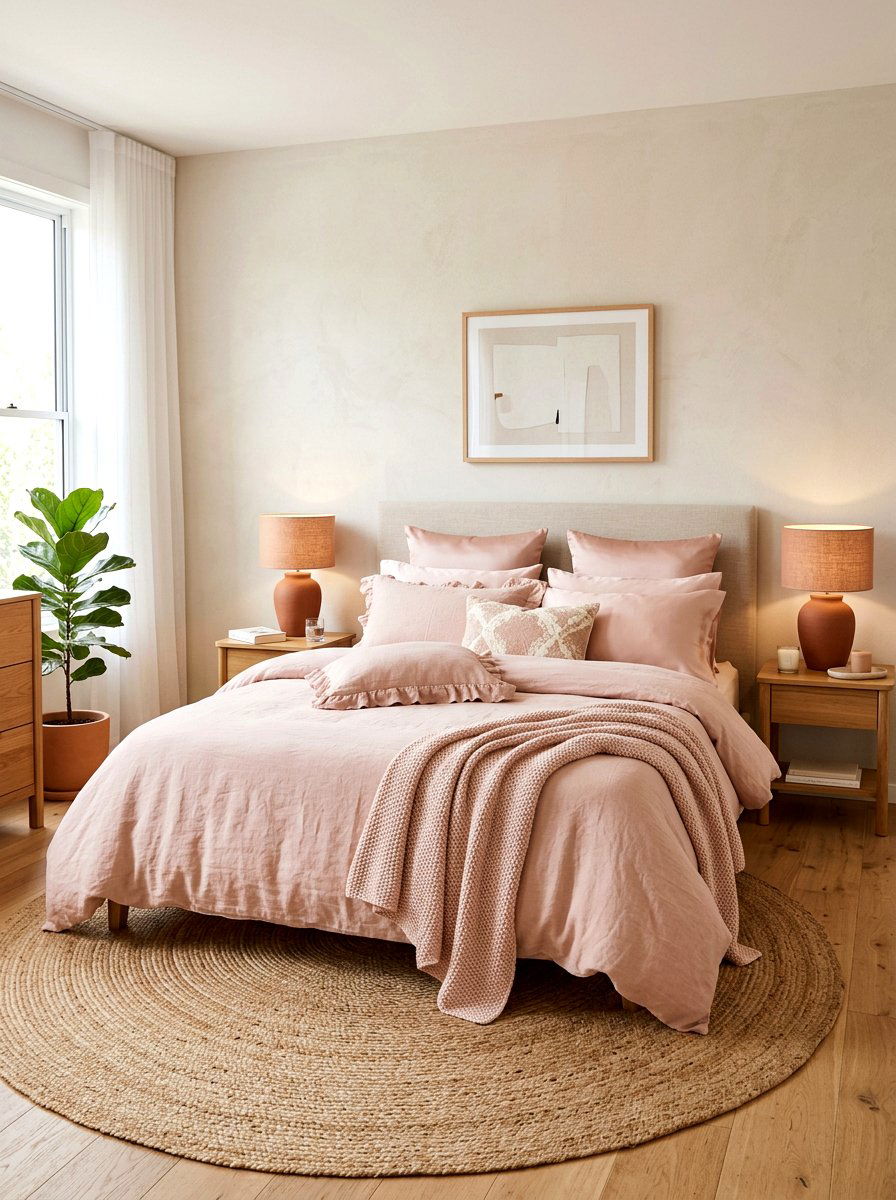 Blush Pink Bedding - 30 clay and blush bedroom ideas
