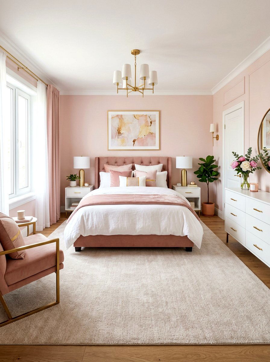 Blush Pink Bedroom - 30 pastel home decor ideas
