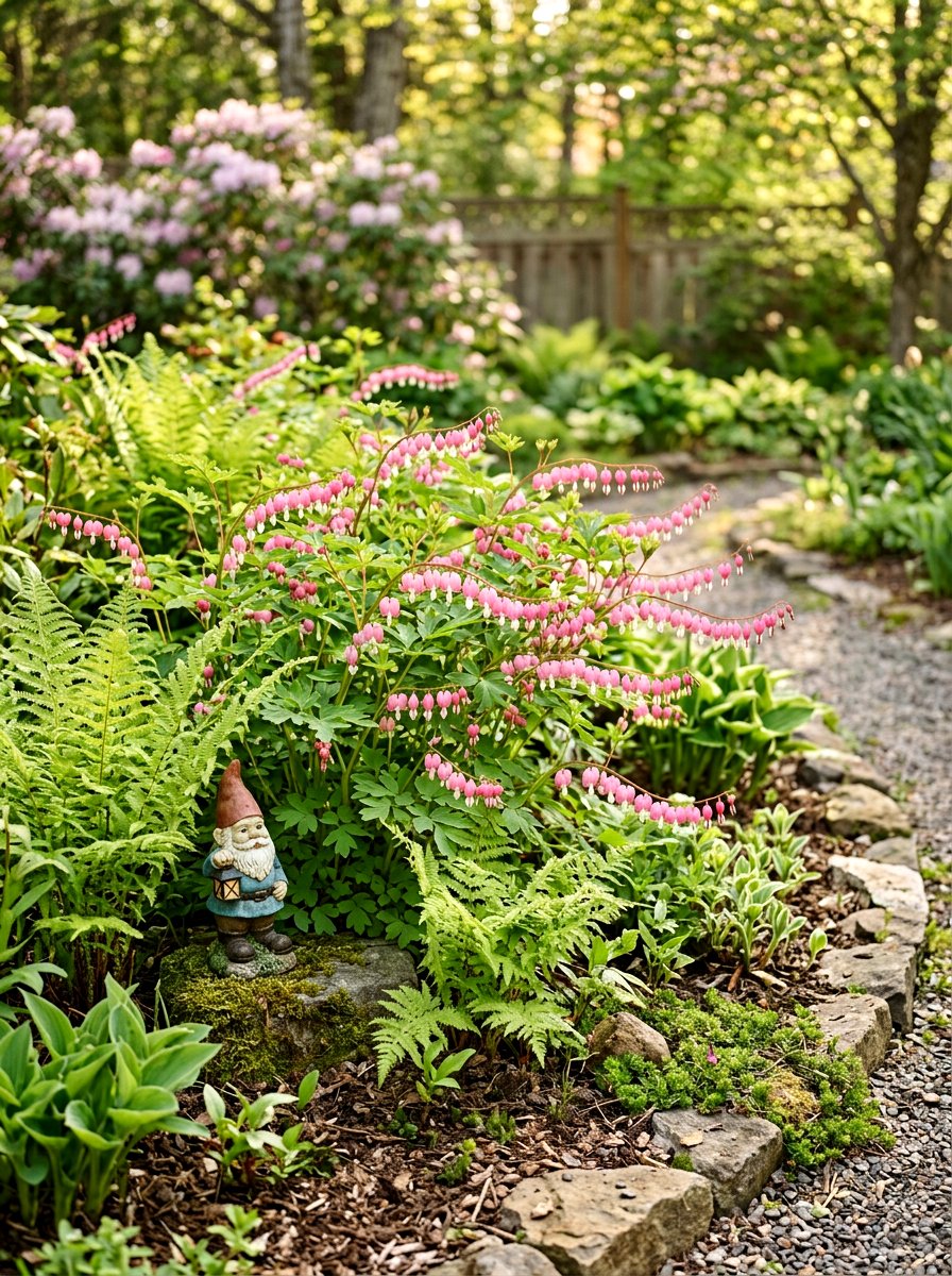 Blush Pink Bleeding Heart Bed - 30 pastel flower bed ideas