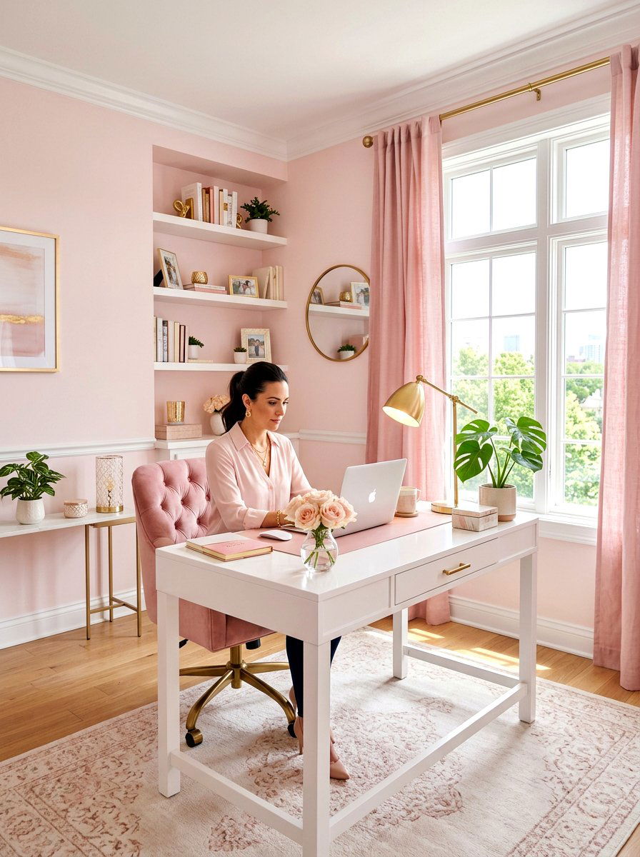 Blush Pink Office - 30 feminine office ideas