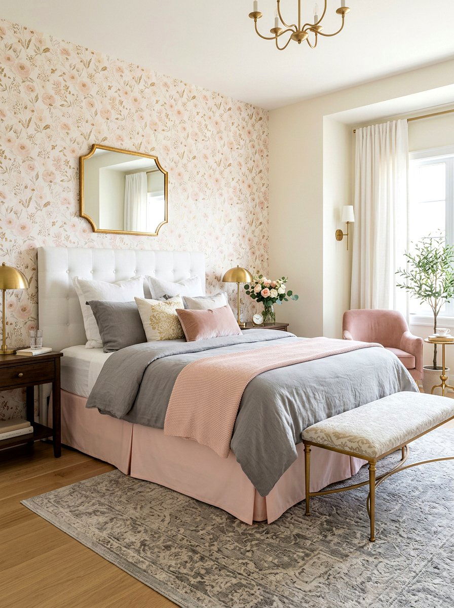 Blush Pink Tailored Bed Skirt - 30 tailored bed skirt ideas