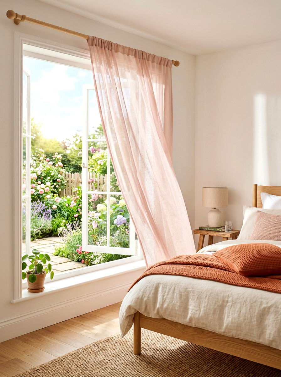 Blush Sheer Curtains - 30 clay and blush bedroom ideas