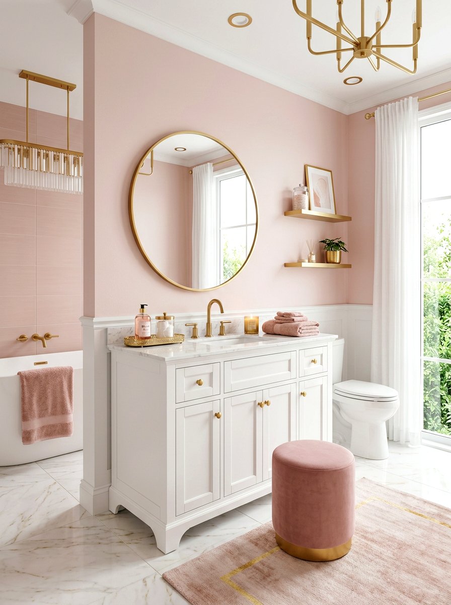 Blush and gold bathroom - 30 blush and gold decor ideas
