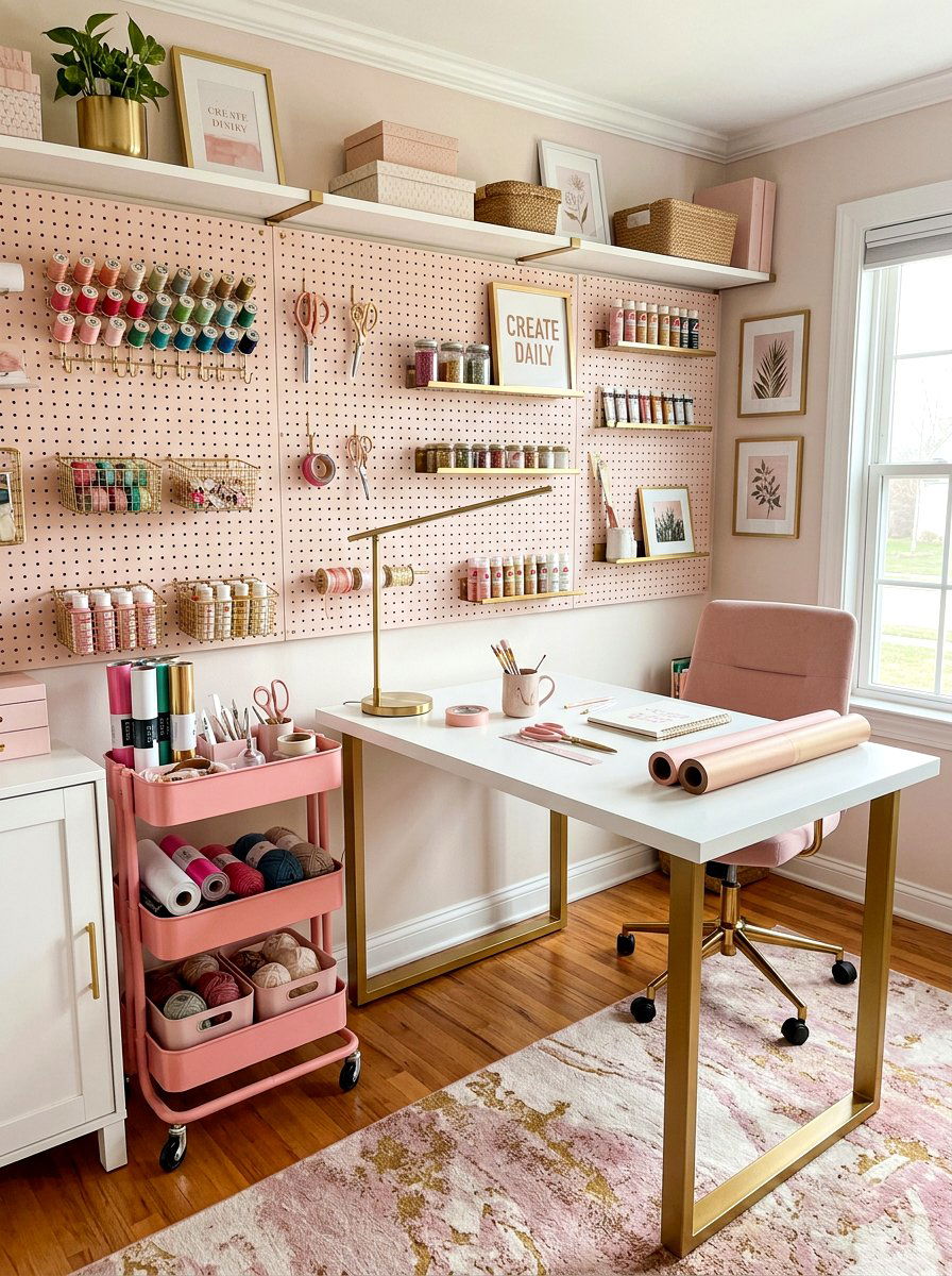 Blush and gold craft room - 30 blush and gold decor ideas