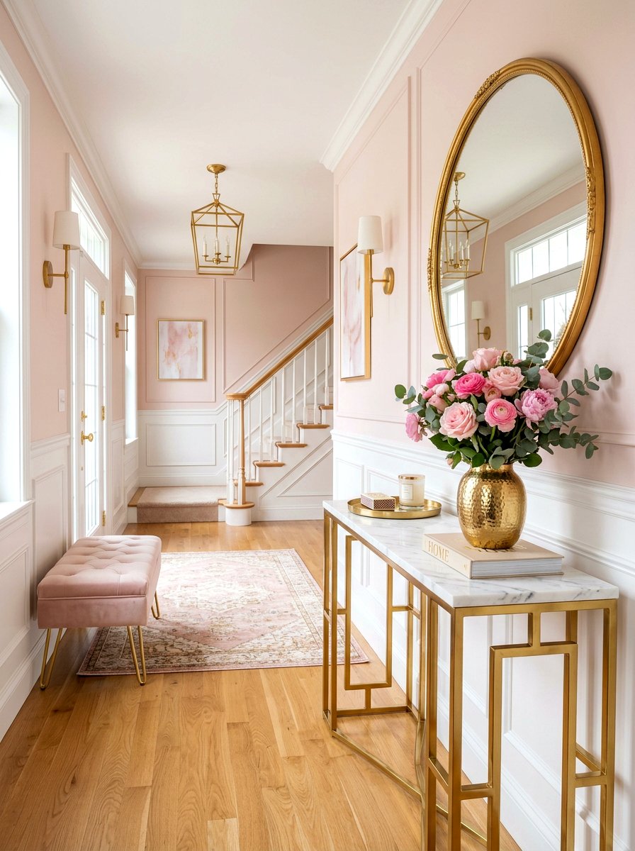 Blush and gold entryway - 30 blush and gold decor ideas