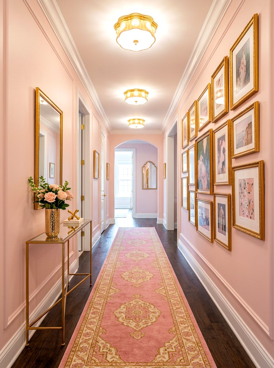 Blush and gold hallway - 30 blush and gold decor ideas