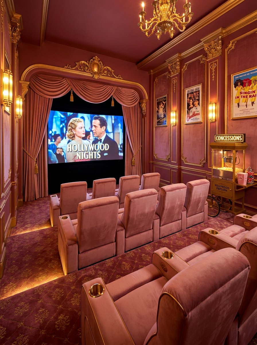 Blush and gold home theater - 30 blush and gold decor ideas