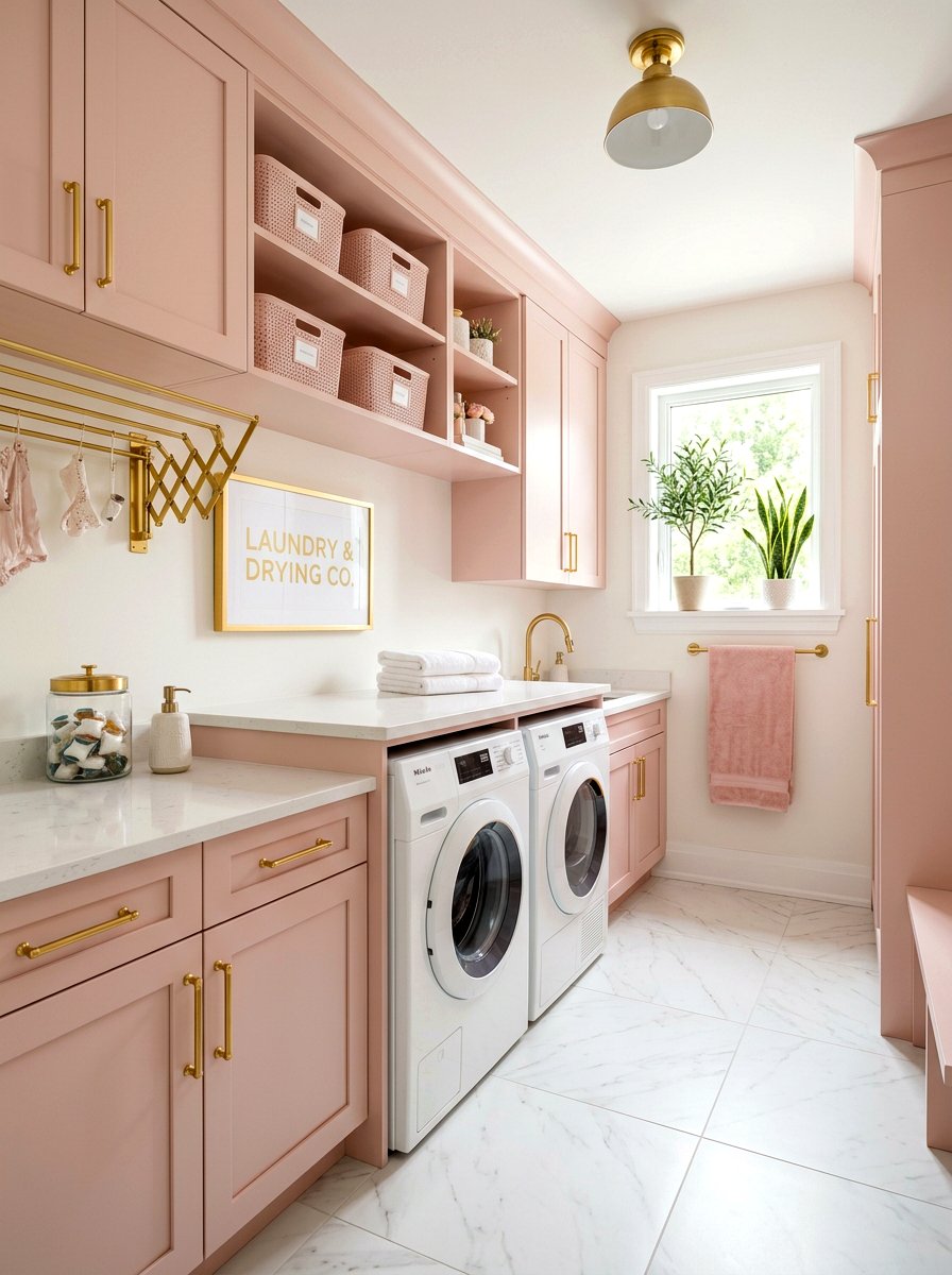 Blush and gold laundry room - 30 blush and gold decor ideas
