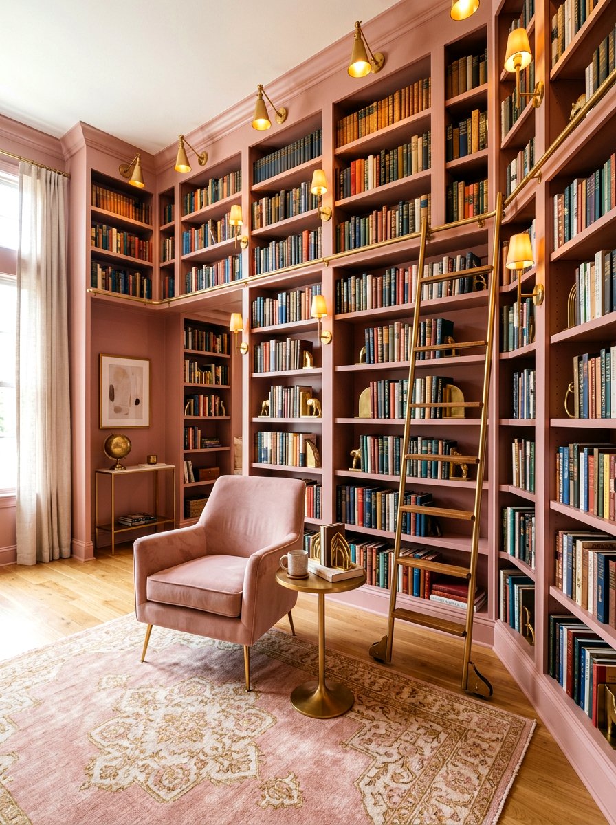 Blush and gold library - 30 blush and gold decor ideas