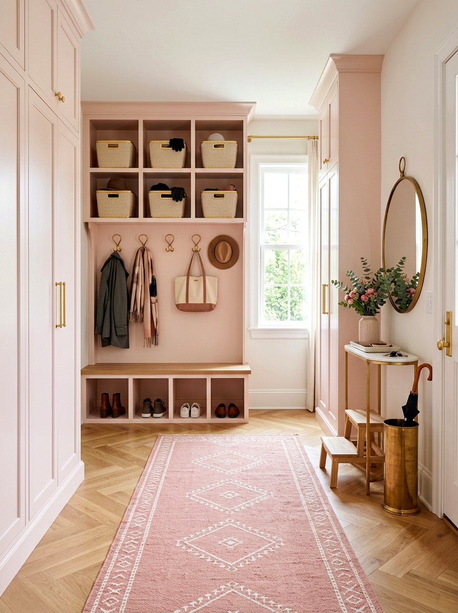 Blush and gold mudroom - 30 blush and gold decor ideas