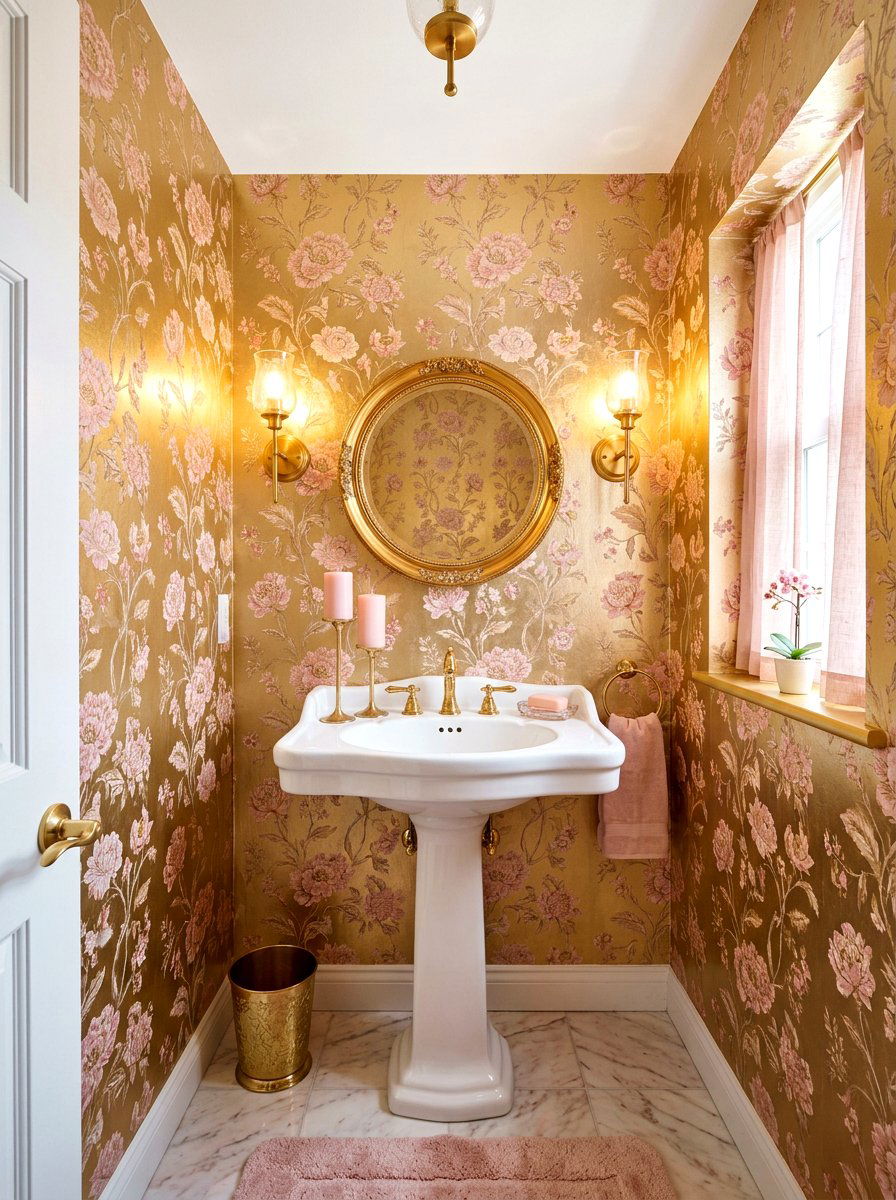 Blush and gold powder room - 30 blush and gold decor ideas