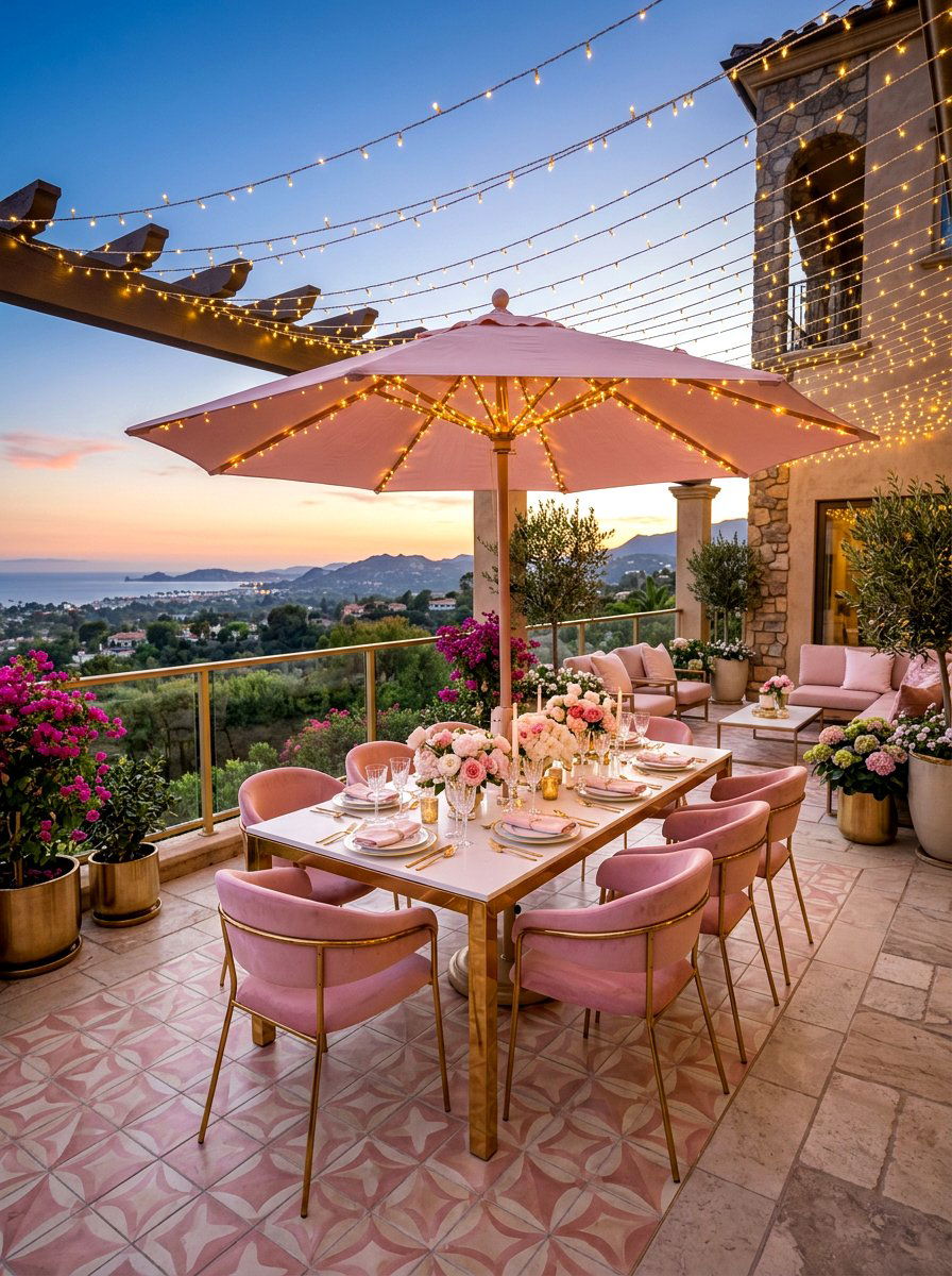 Blush and gold terrace - 30 blush and gold decor ideas