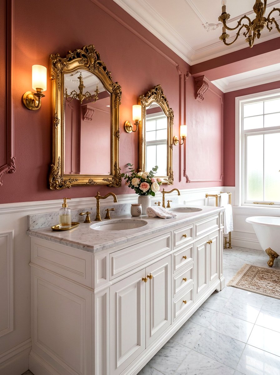 Blush pink and brass bathroom - 30 blush bathroom ideas