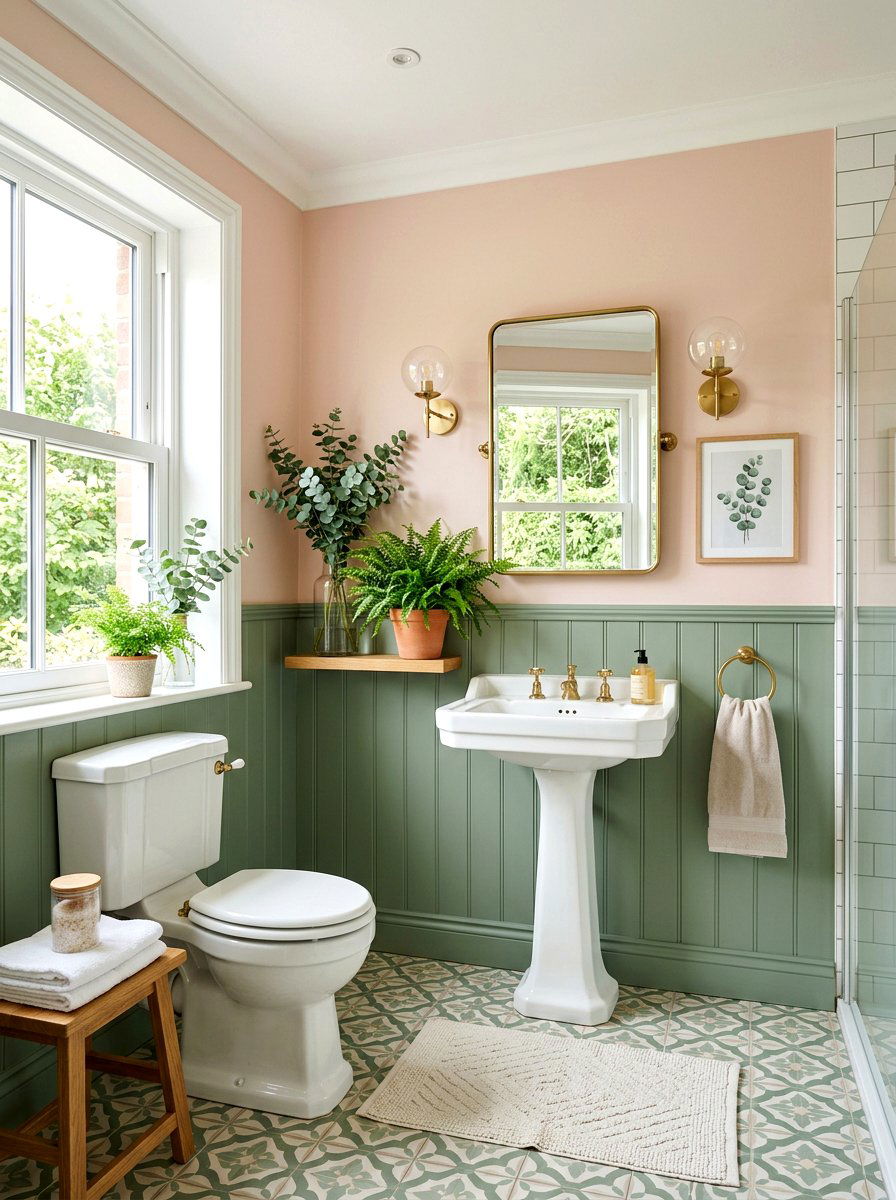 Blush pink and sage green bathroom - 30 blush bathroom ideas