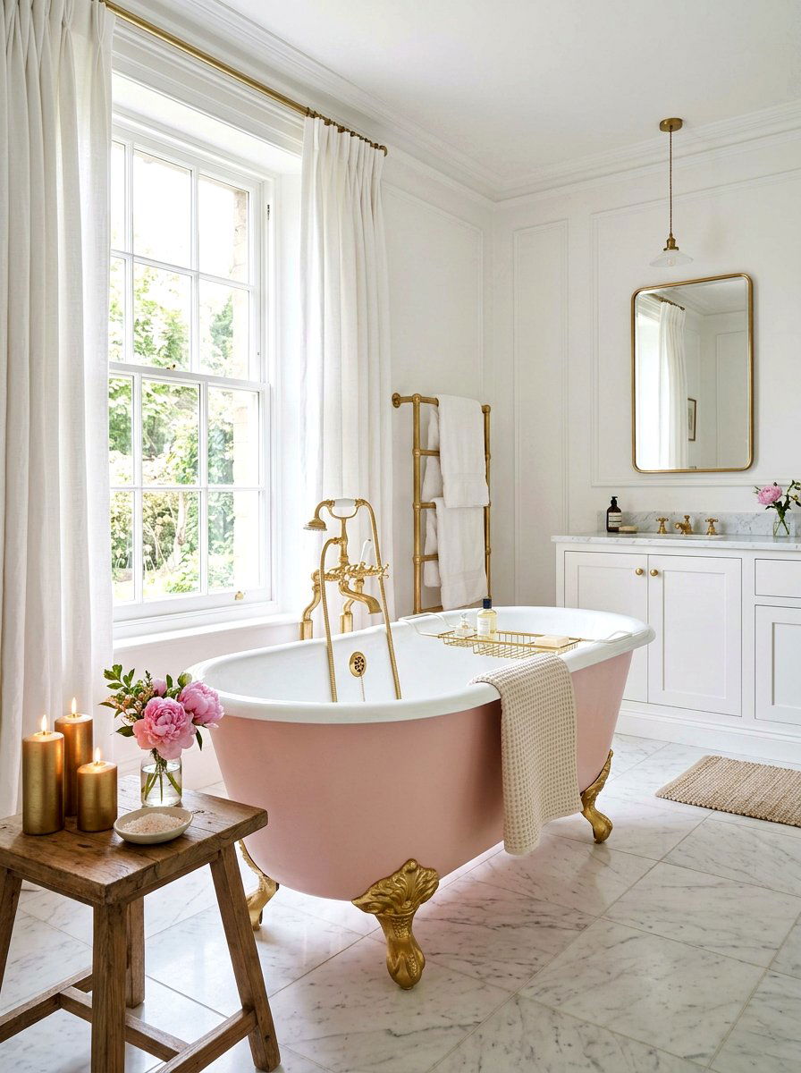 Blush pink clawfoot tub bathroom - 30 blush bathroom ideas