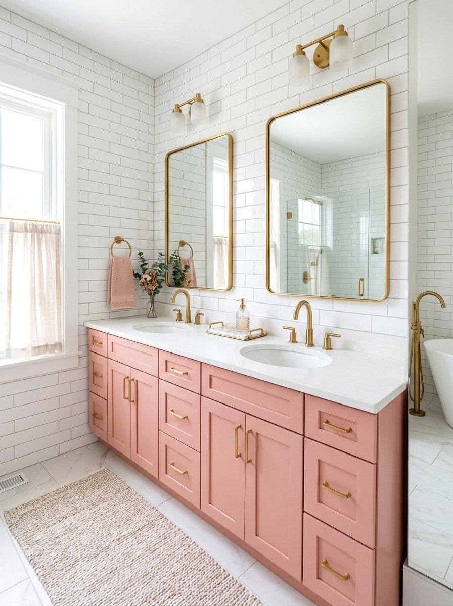 Blush pink double vanity bathroom - 30 blush bathroom ideas