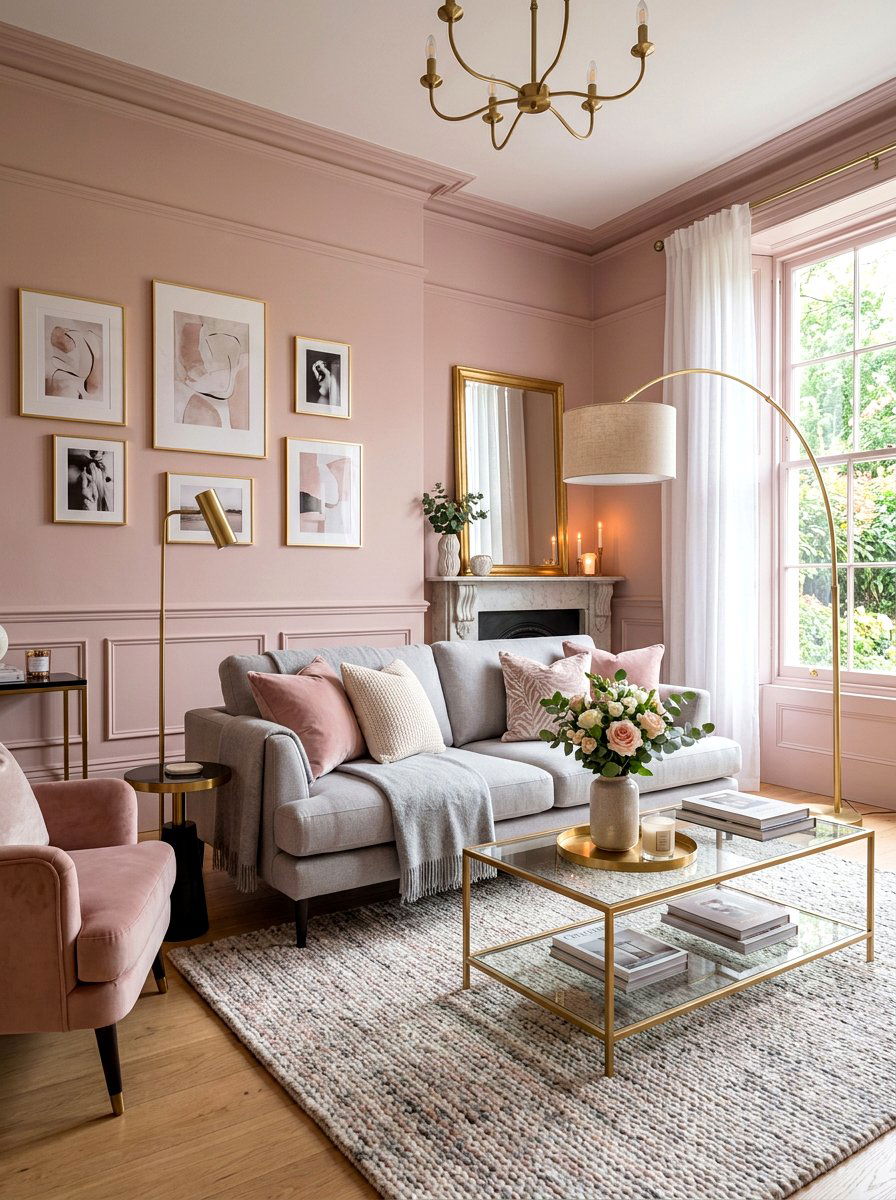 Blush pink living room - 30 soft spring living room ideas