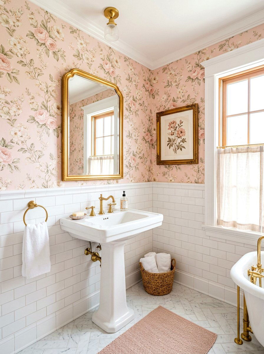 Blush pink wallpaper bathroom - 30 blush bathroom ideas