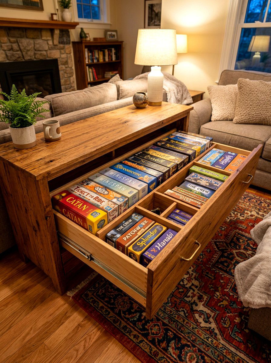 Board Game Storage - 30 deep drawer storage ideas