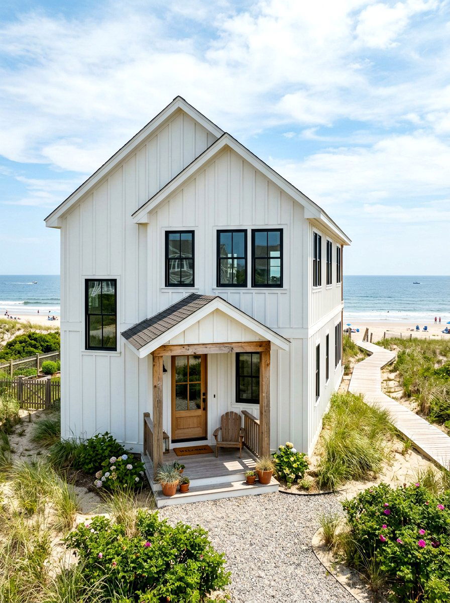 Board and batten beach house - 30 beach cottage exterior ideas