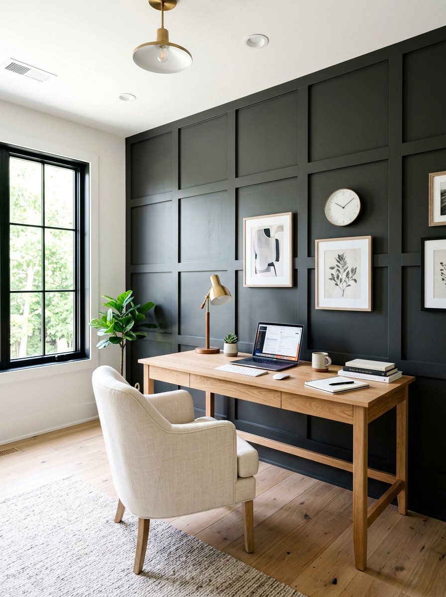 Board and batten wall - 30 office accent wall ideas