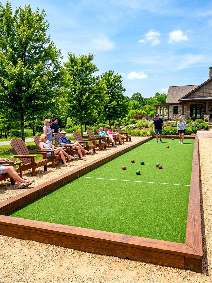Bocce ball court turf - 30 artificial turf backyard ideas