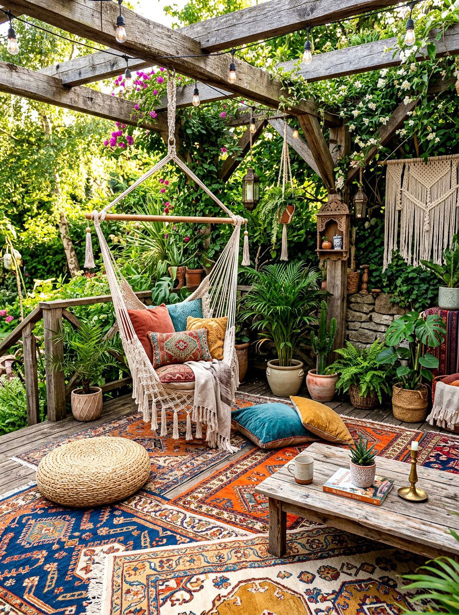 Bohemiam outdoor living space - 30 California casual patio lounge ideas