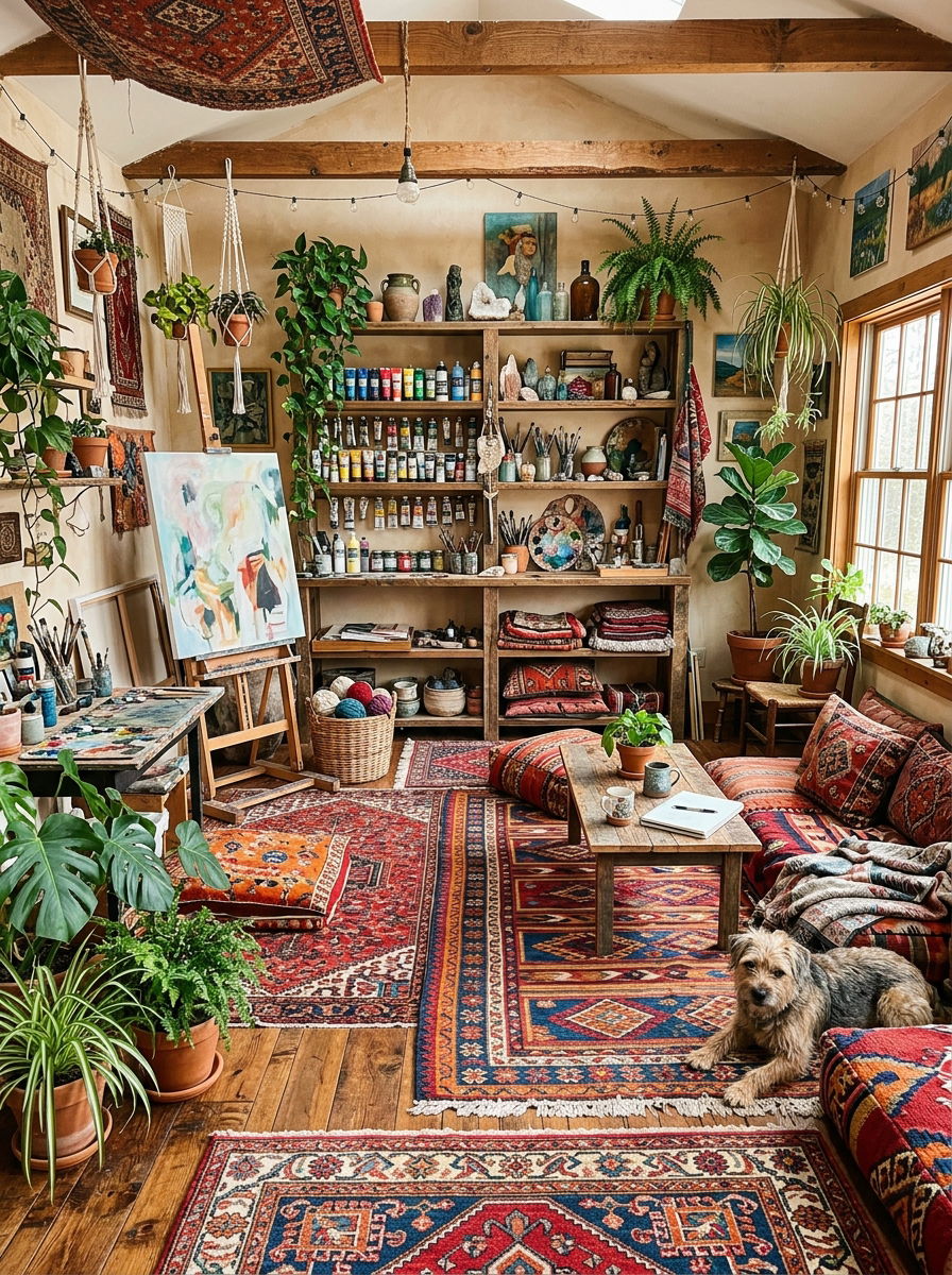Bohemian Artist Space - 30 painting studio ideas