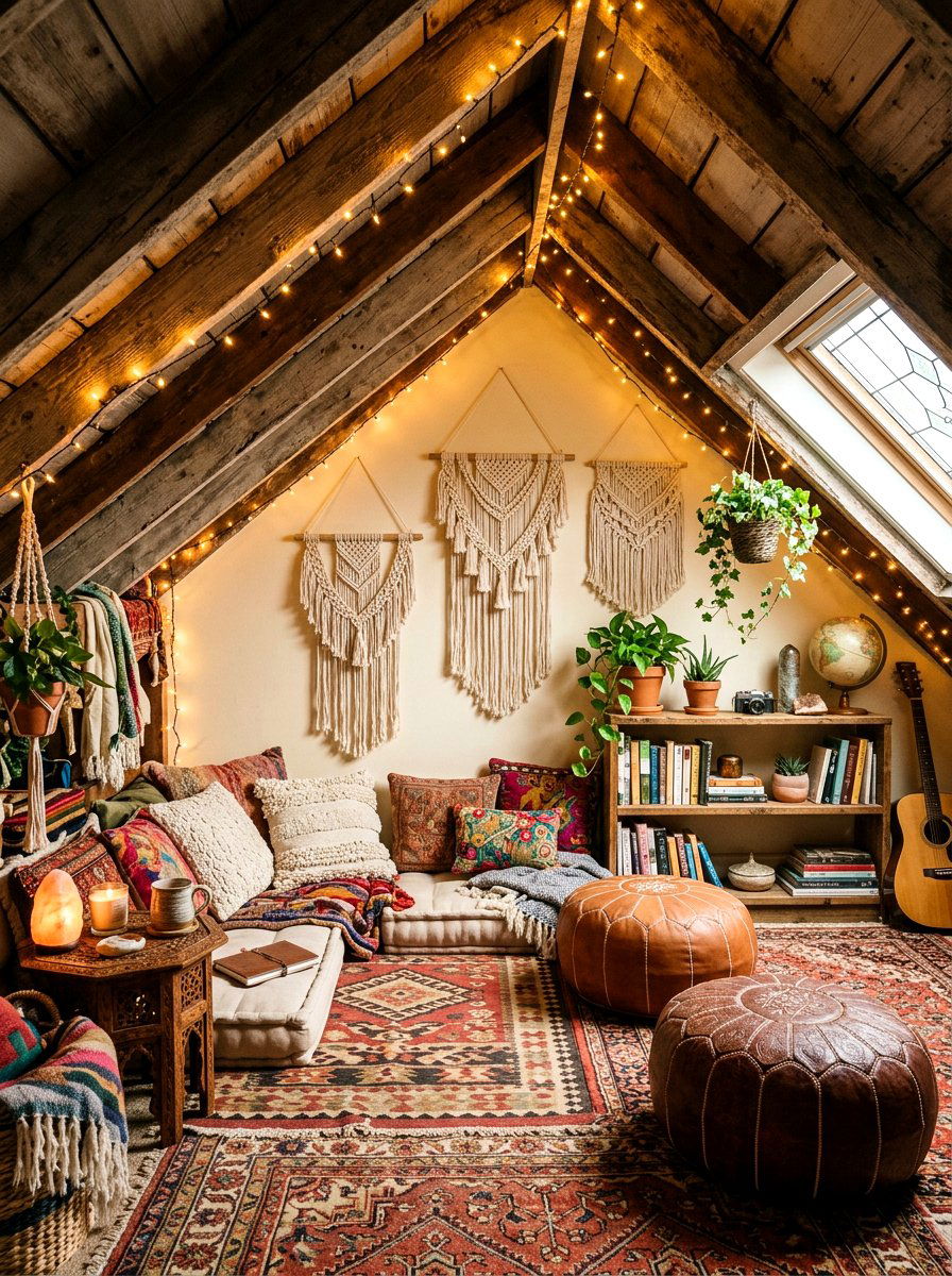 Bohemian Attic Nook - 30 tiny cottage decor ideas