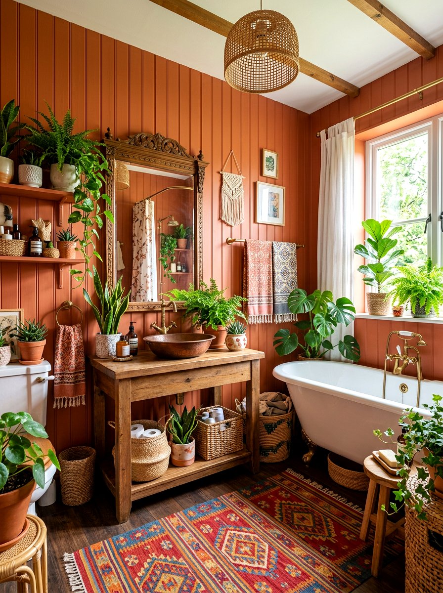 Bohemian Bathroom Beadboard Walls - 30 beadboard bathroom ideas