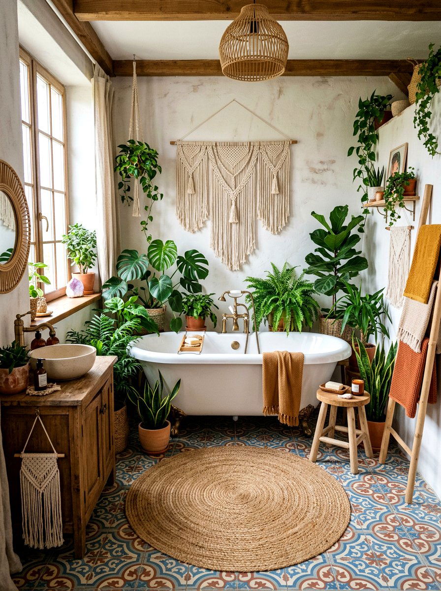 Bohemian Bathroom Corner Tub - 30 freestanding tub corner ideas