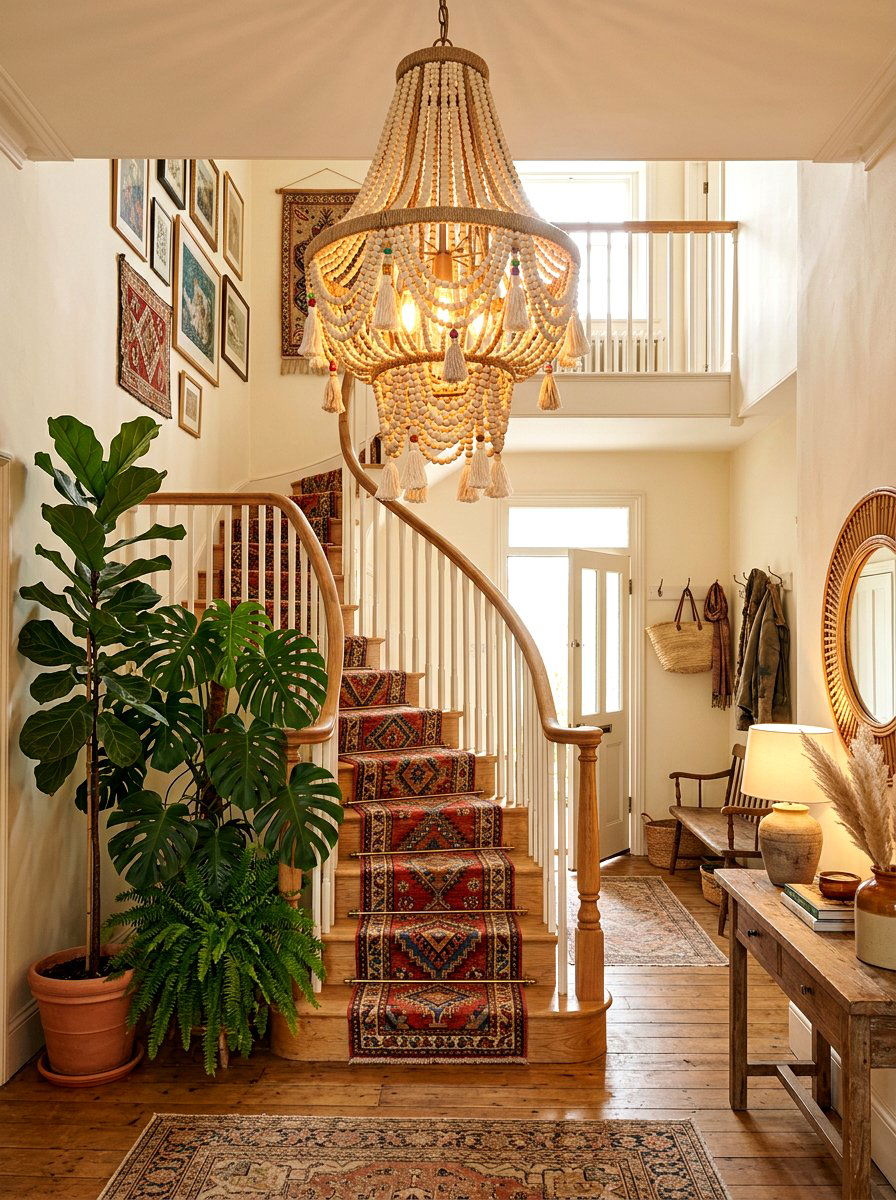 Bohemian Bead Tassel Chandelier - 30 stairway chandelier ideas