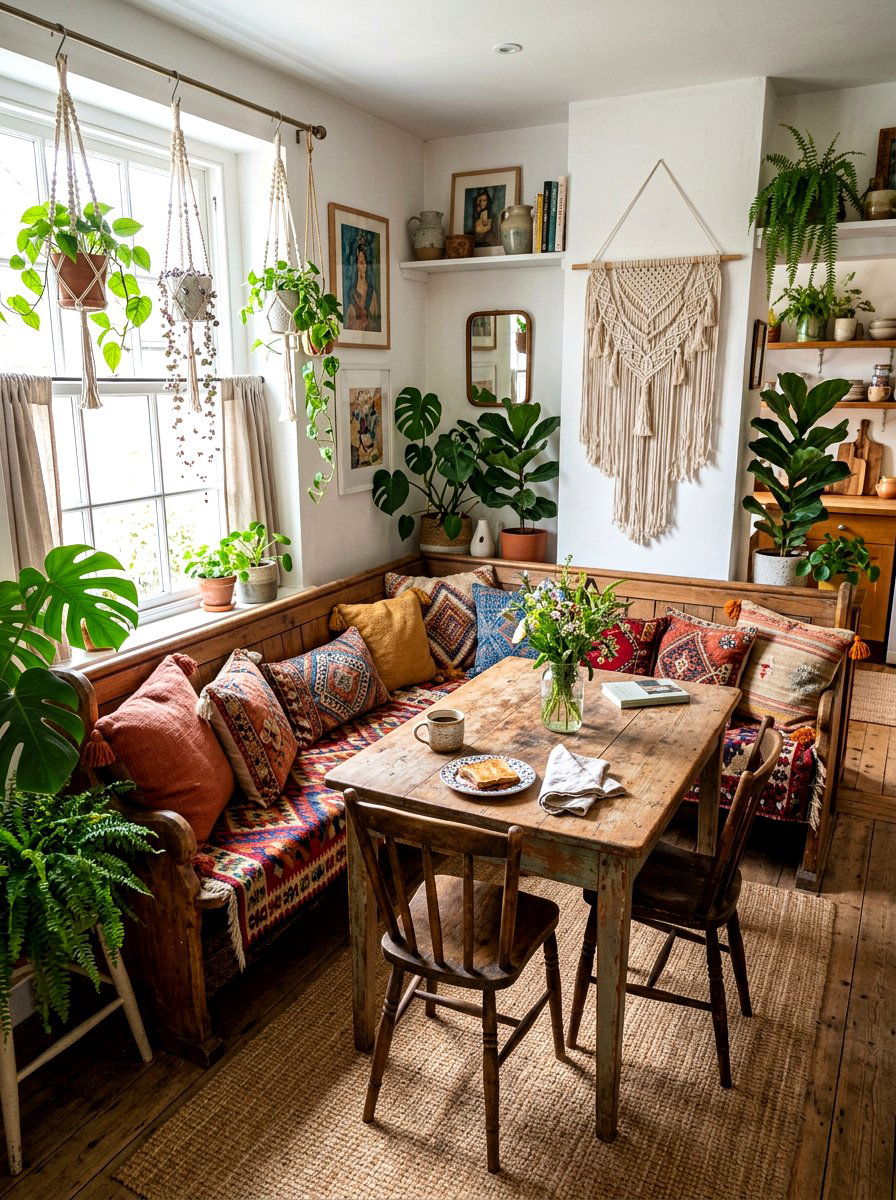 Bohemian Breakfast Nook Bench - 30 breakfast nook bench ideas