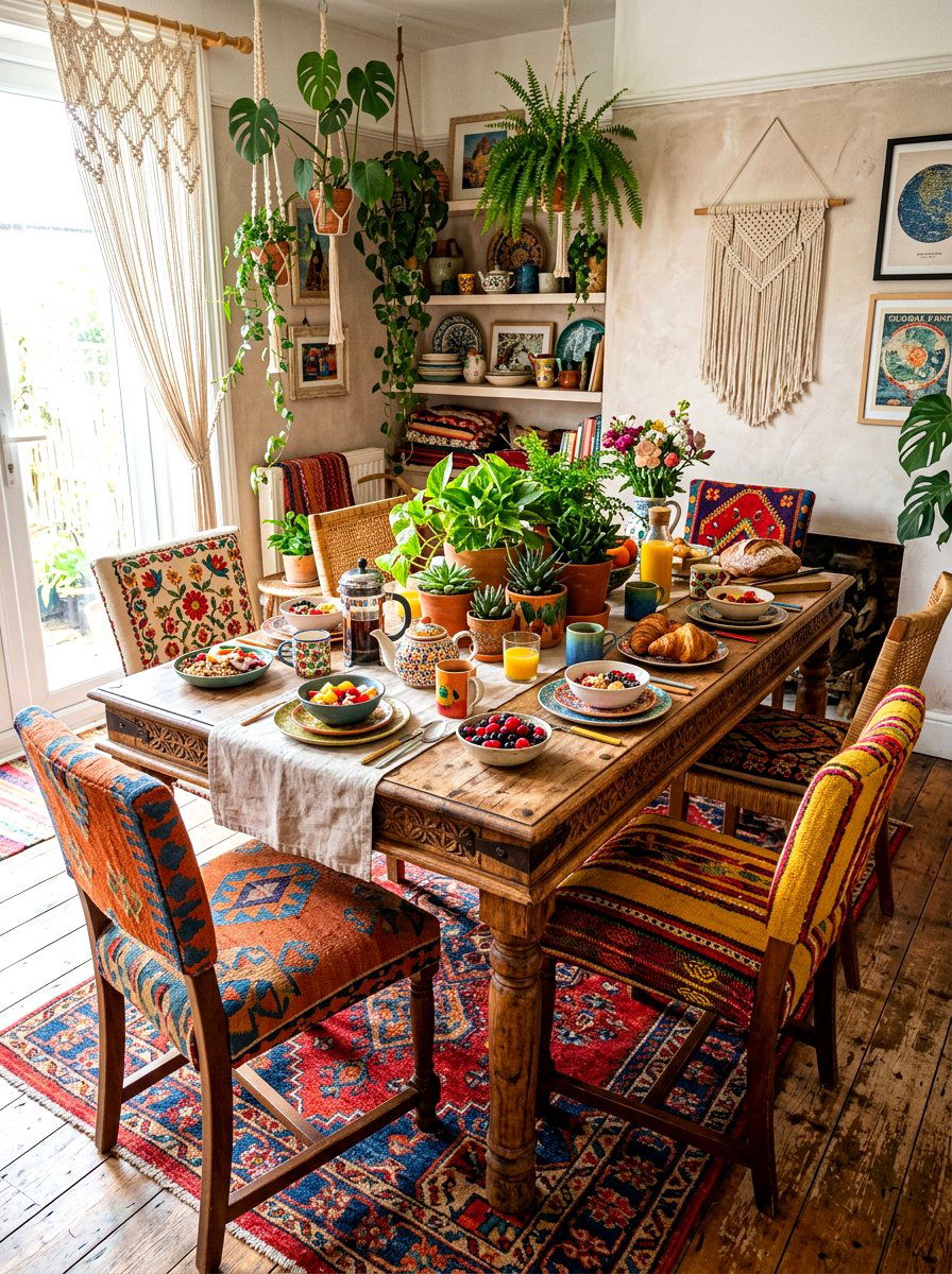 Bohemian Breakfast Table - 30 round breakfast table ideas
