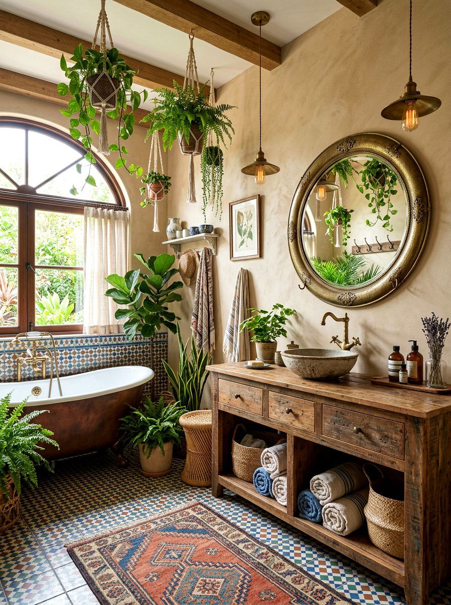 Bohemian Chic Bathroom - 30 spa hotel bathroom ideas