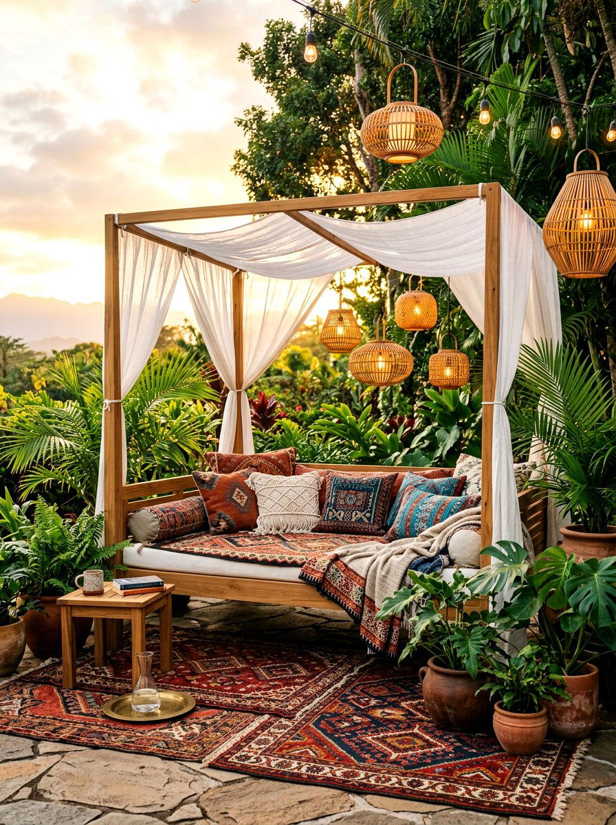 Bohemian Chic Outdoor Lounge - 30 luxury patio lounge ideas