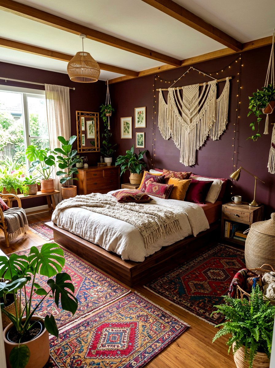 Bohemian Chocolate Cherry Bedroom - 30 chocolate cherry bedroom ideas