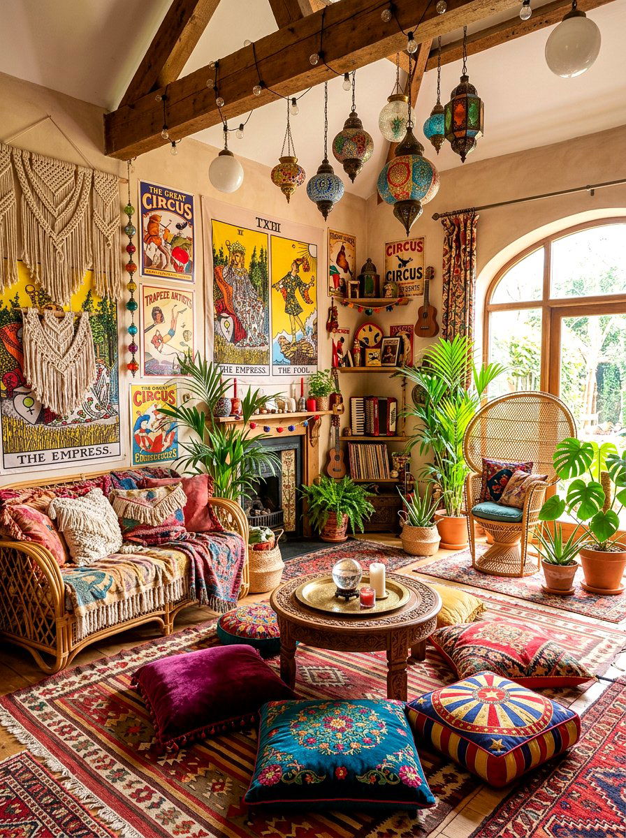 Bohemian Circus Living Room - 30 circus inspired living room ideas
