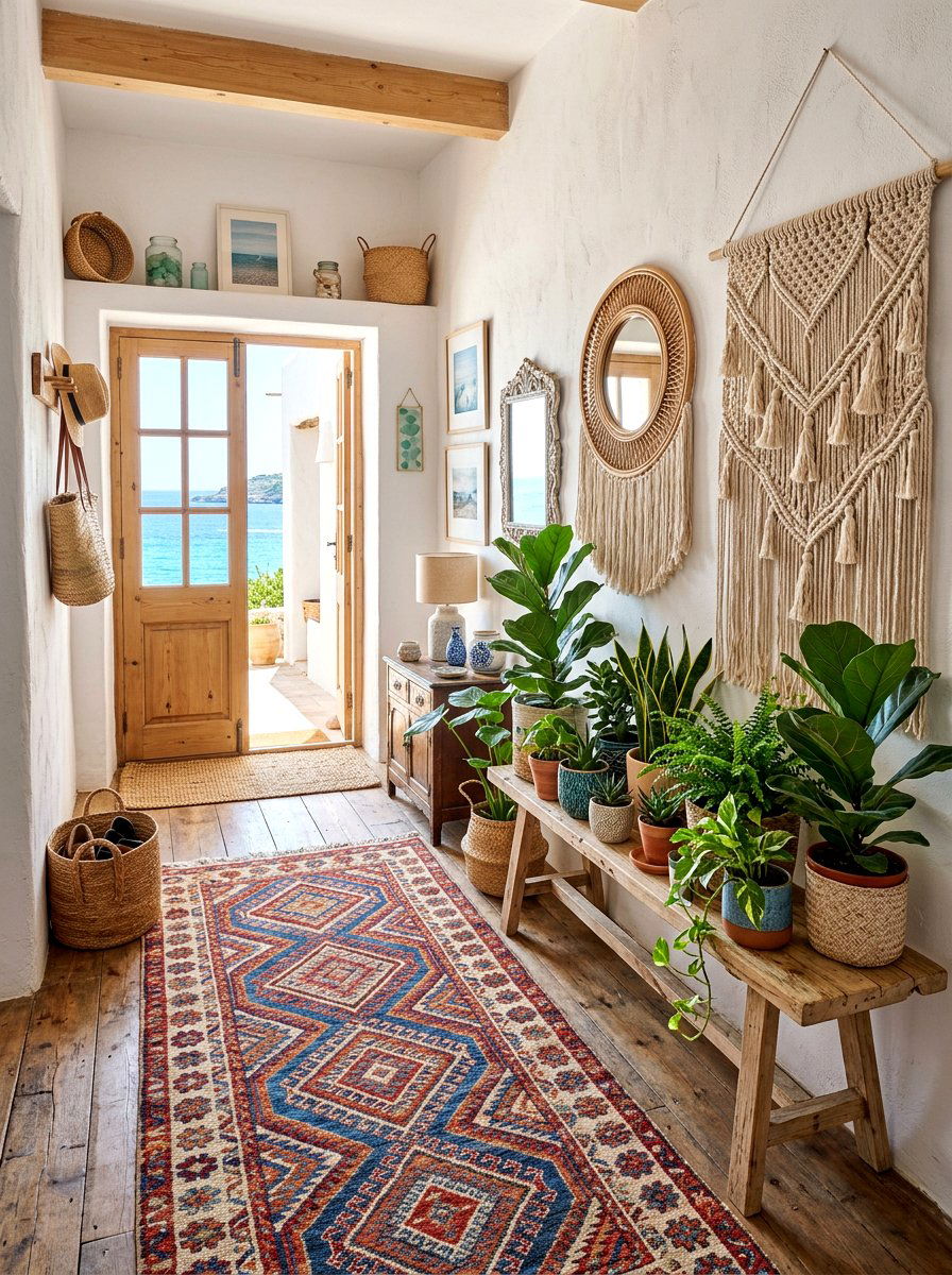 Bohemian Coastal Foyer - 30 coastal entryway ideas