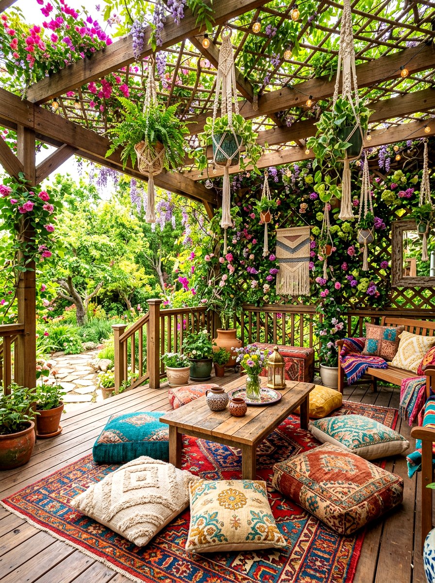 Bohemian Covered Deck - 30 covered deck dining ideas