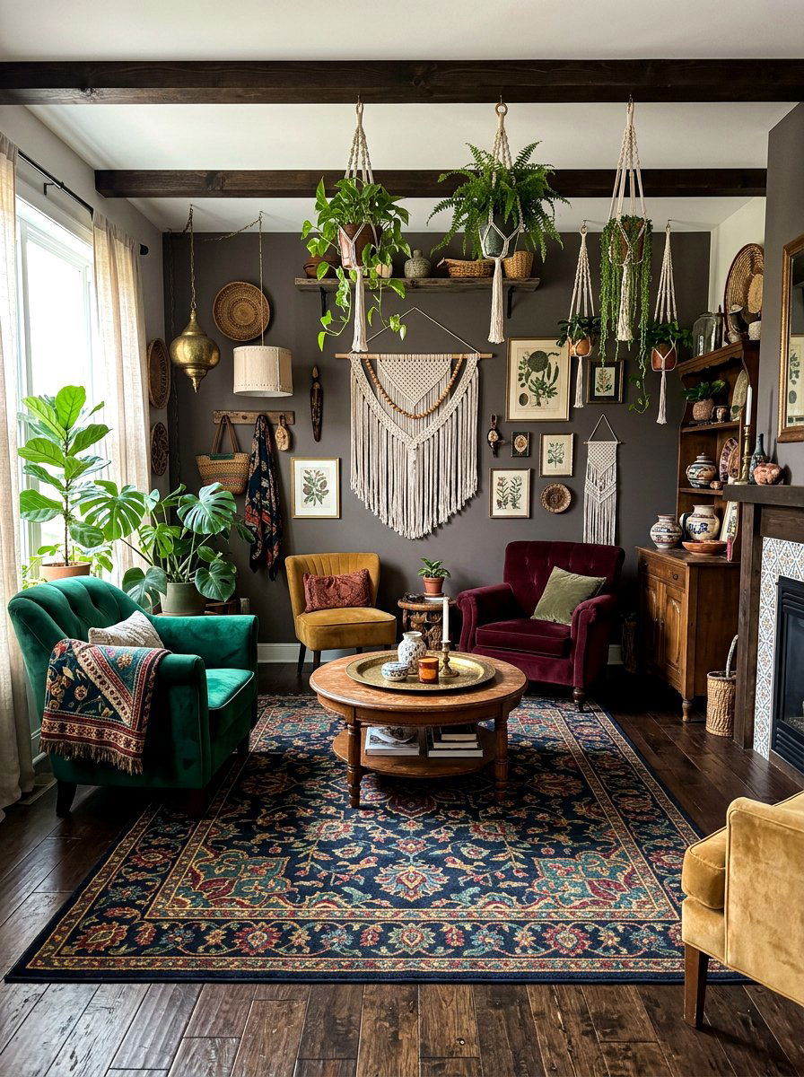 Bohemian Dark Floral Vibe - 30 dark floral living room ideas