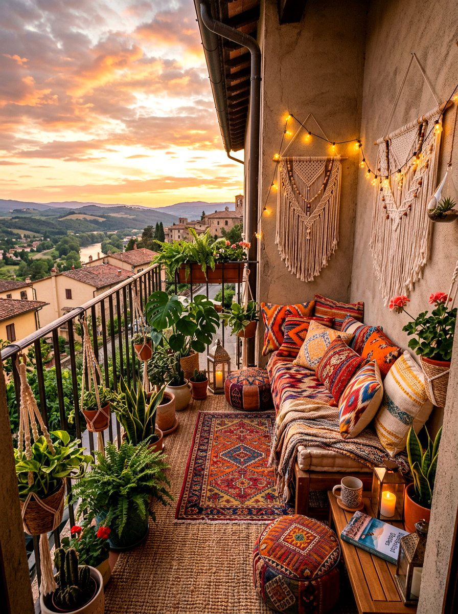 Bohemian Decor Theme - 30 narrow balcony ideas