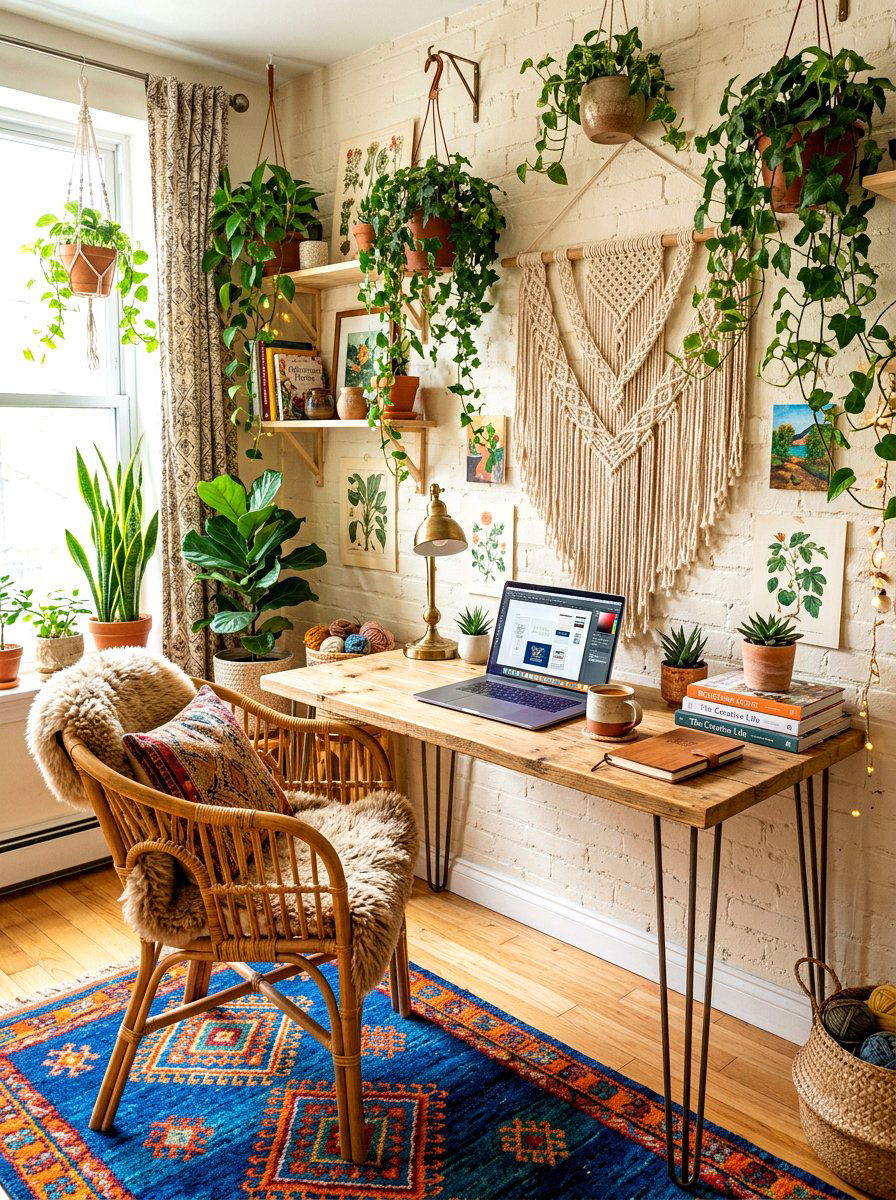 Bohemian Desk Nook - 30 office nook ideas